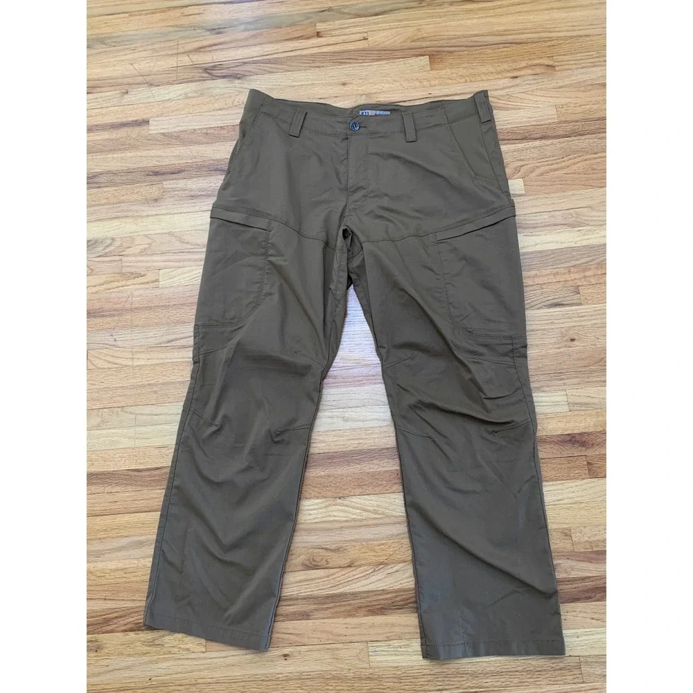 5.11 Tactical Men's Brown Utility Cargo L Work Pants Outdoor Hiking Straight Leg